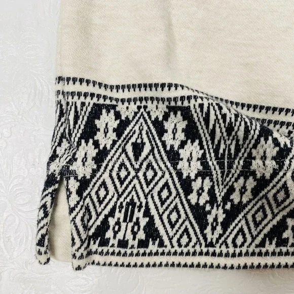 J Crew Sz Small Black Cream Graphic 3/4 Sleeve Sweatshirt - Picture 3 of 9